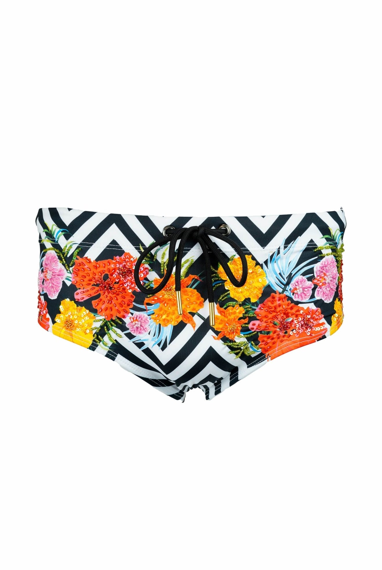 Caldera - Floral Sequin Swim Briefs - Calaswim - Calaswim