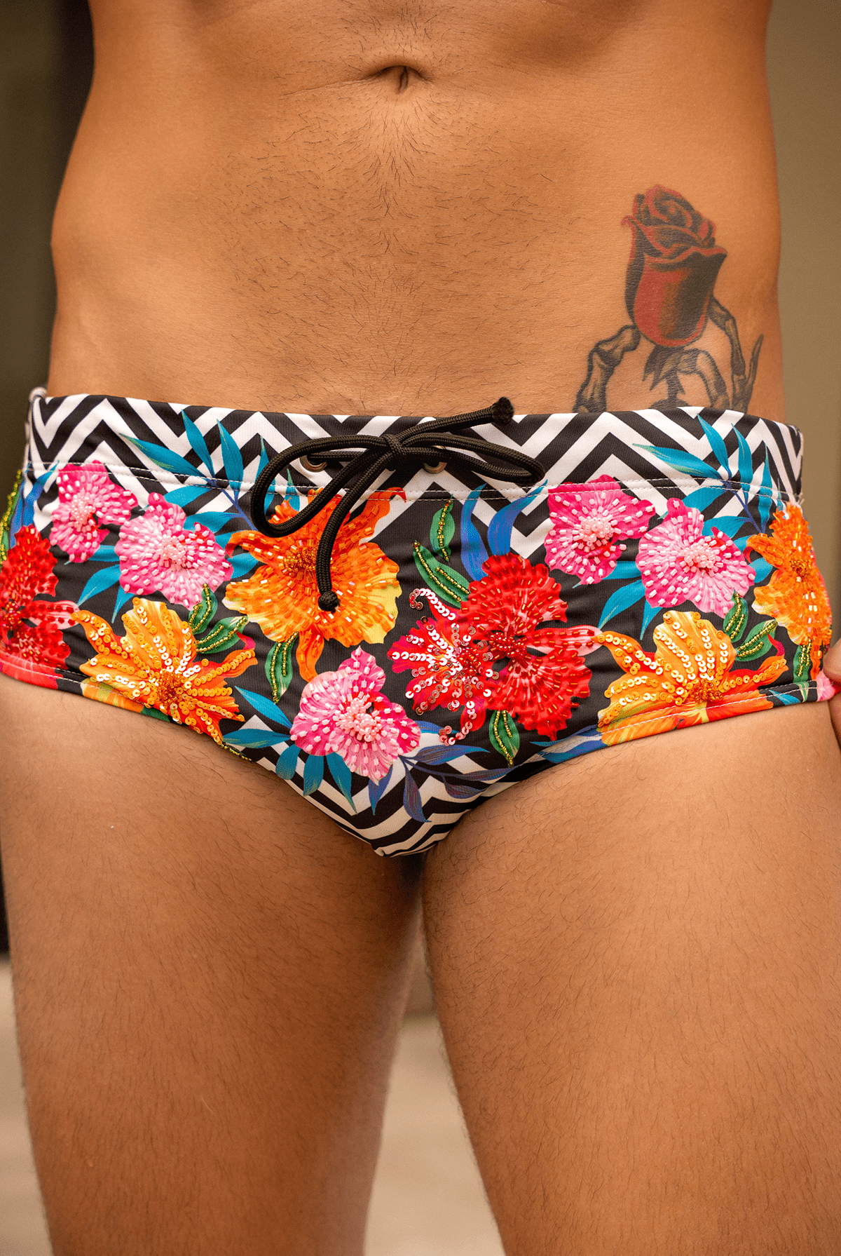 Caldera - Floral Sequin Swim Briefs - Calaswim - Calaswim