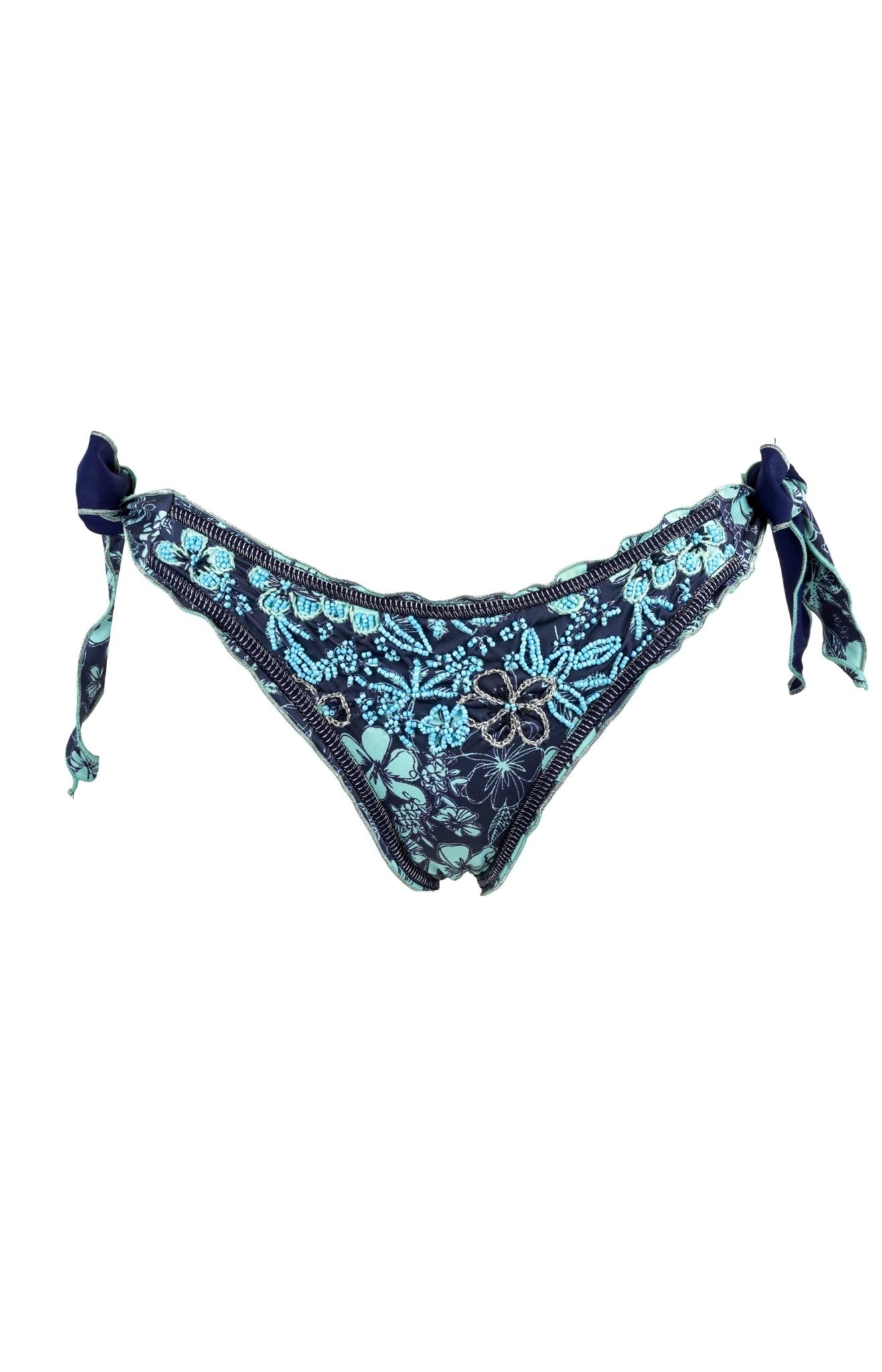 Deia - Floral Pattern Beaded Bikini Bottom - Calaswim - Calaswim