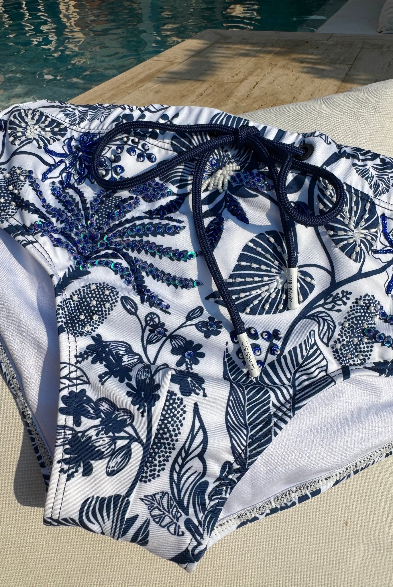 Milos - Beaded Botanical Swim Briefs - Calaswim - Calaswim