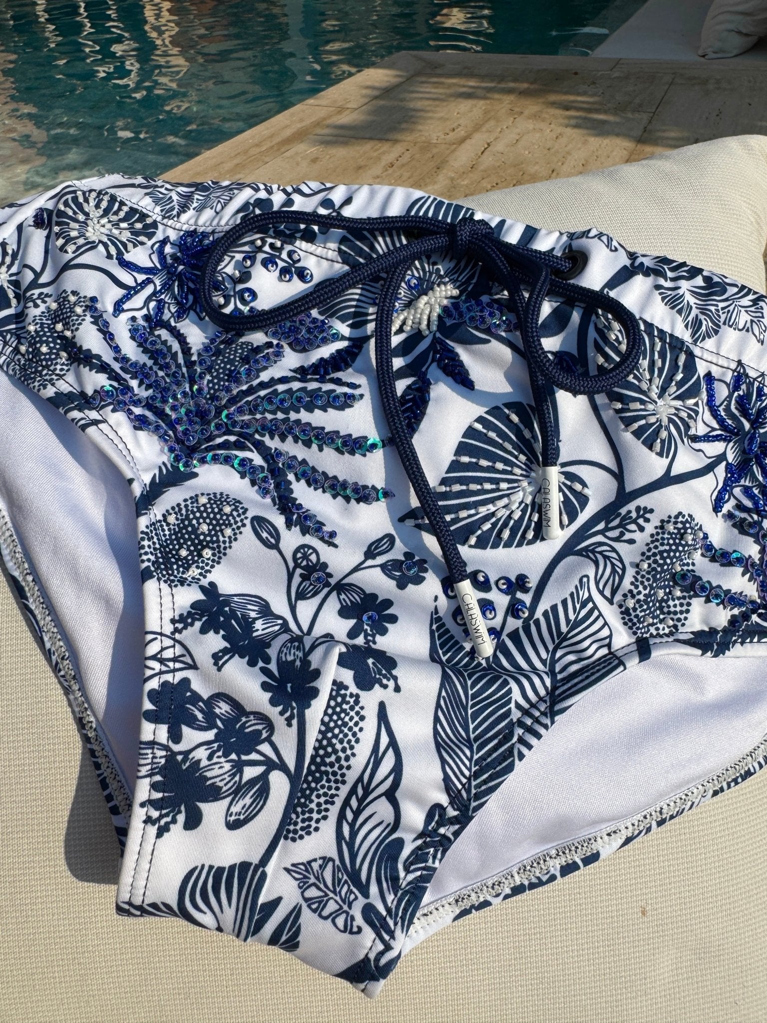 Milos - Beaded Botanical Swim Briefs - Calaswim - Calaswim
