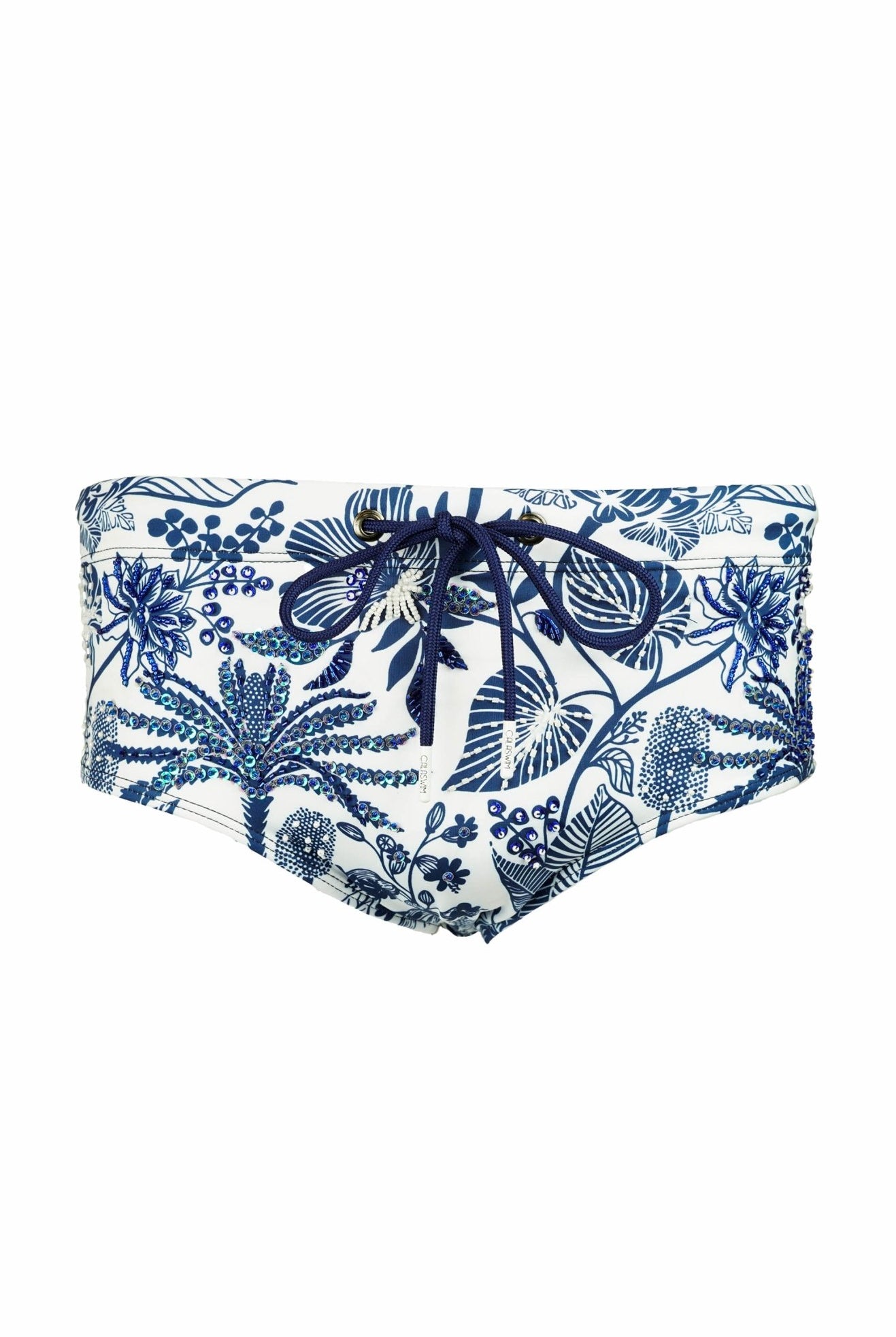 Milos - Beaded Botanical Swim Briefs - Calaswim - Calaswim