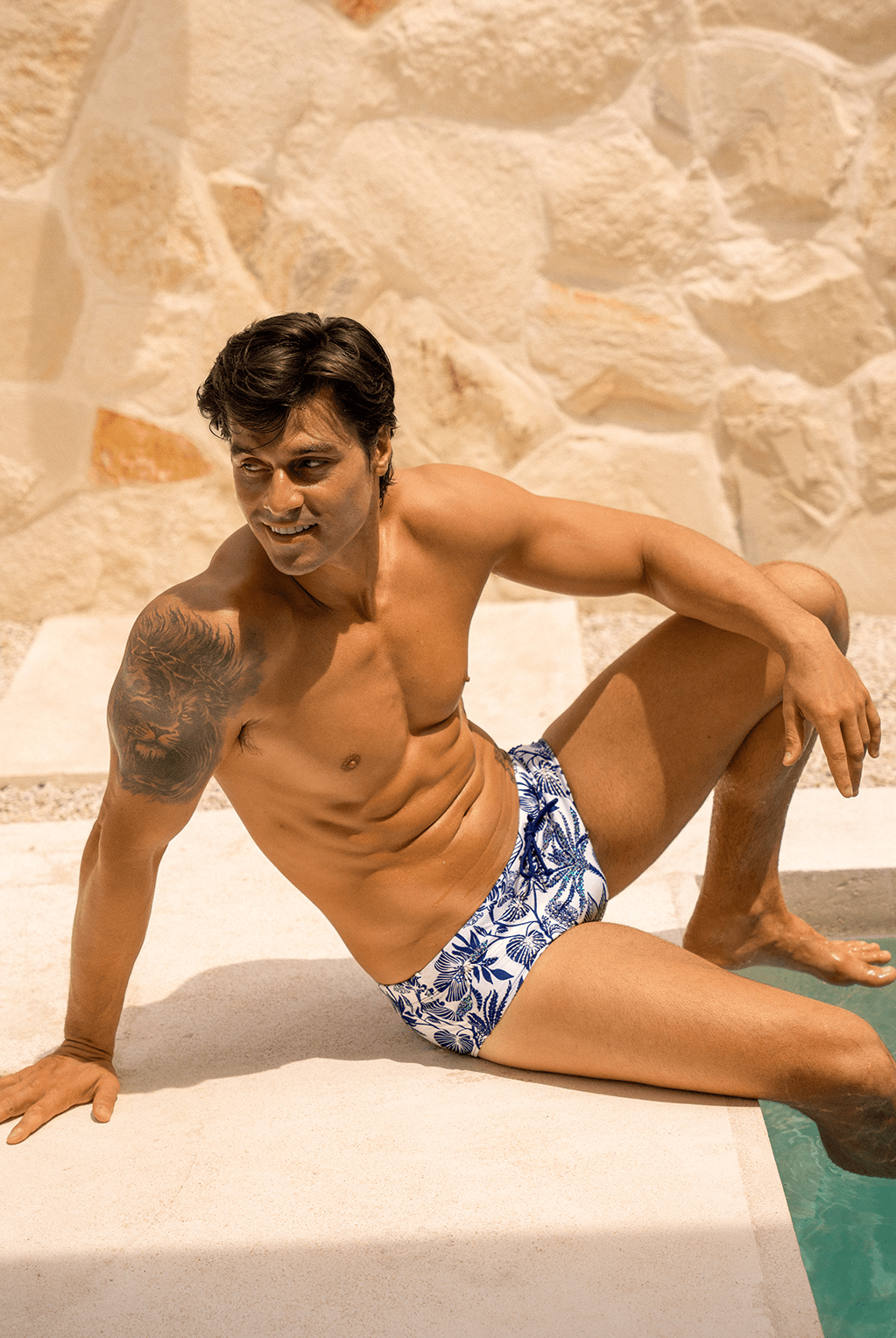 Milos - Beaded Botanical Swim Briefs - Calaswim - Calaswim