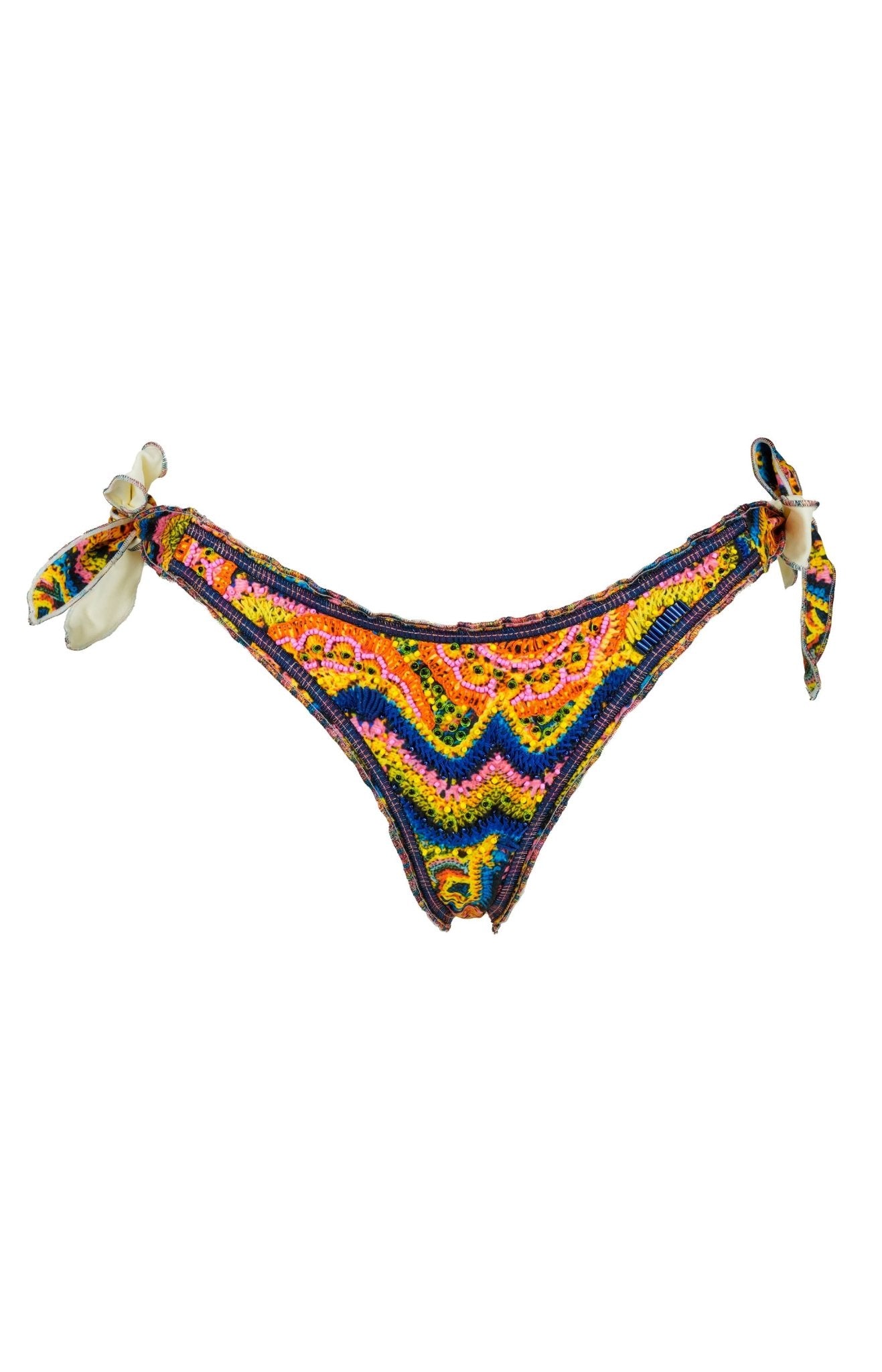 Terra - Colorful Bikini Bottom with Beads and Embroidery - Calaswim - Calaswim