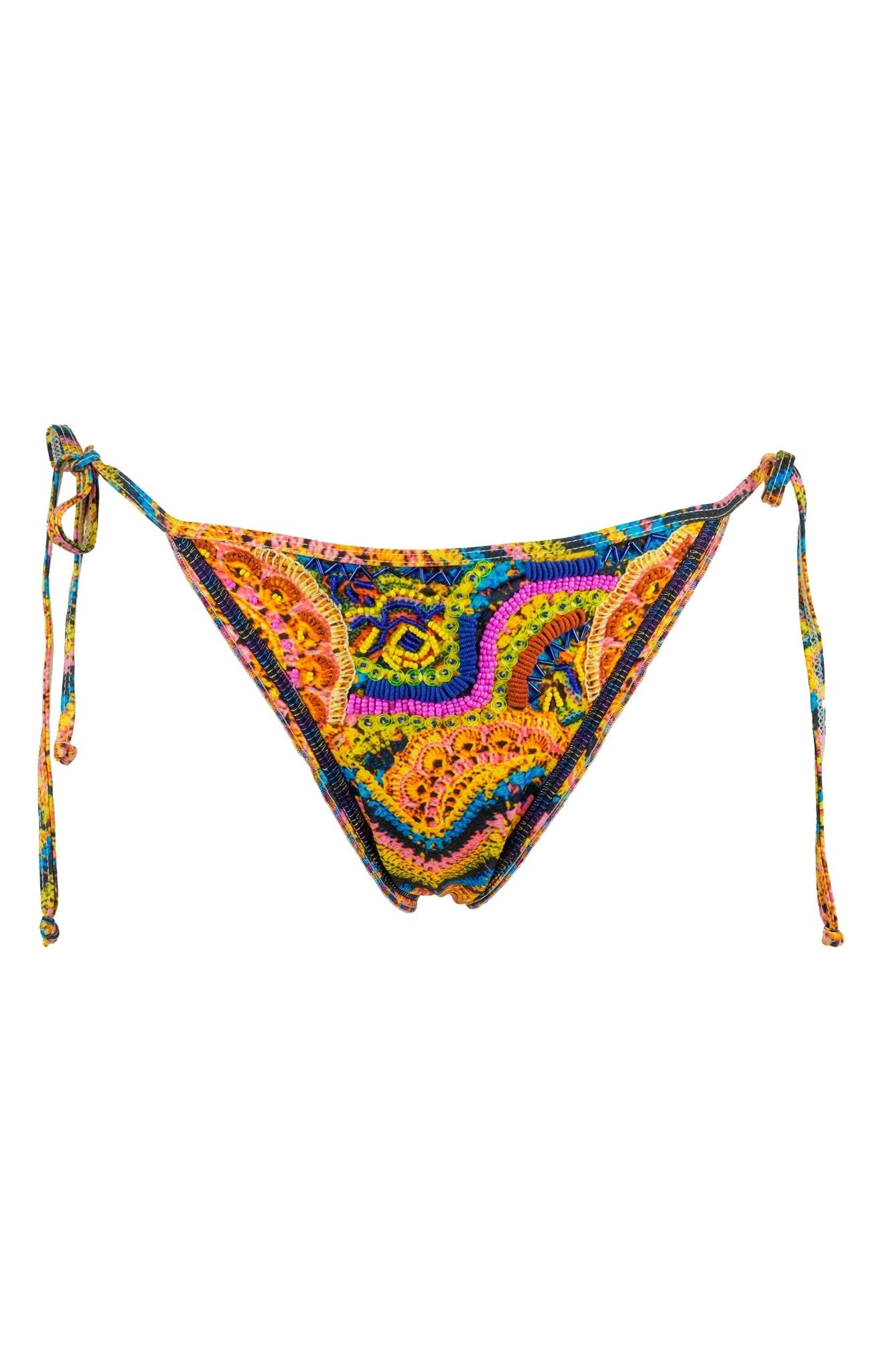 Terra - Colorful Bikini Bottom with Beads and Embroidery - Calaswim - Calaswim
