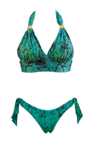 Green Halter Swimsuit Mature with Golden accessories