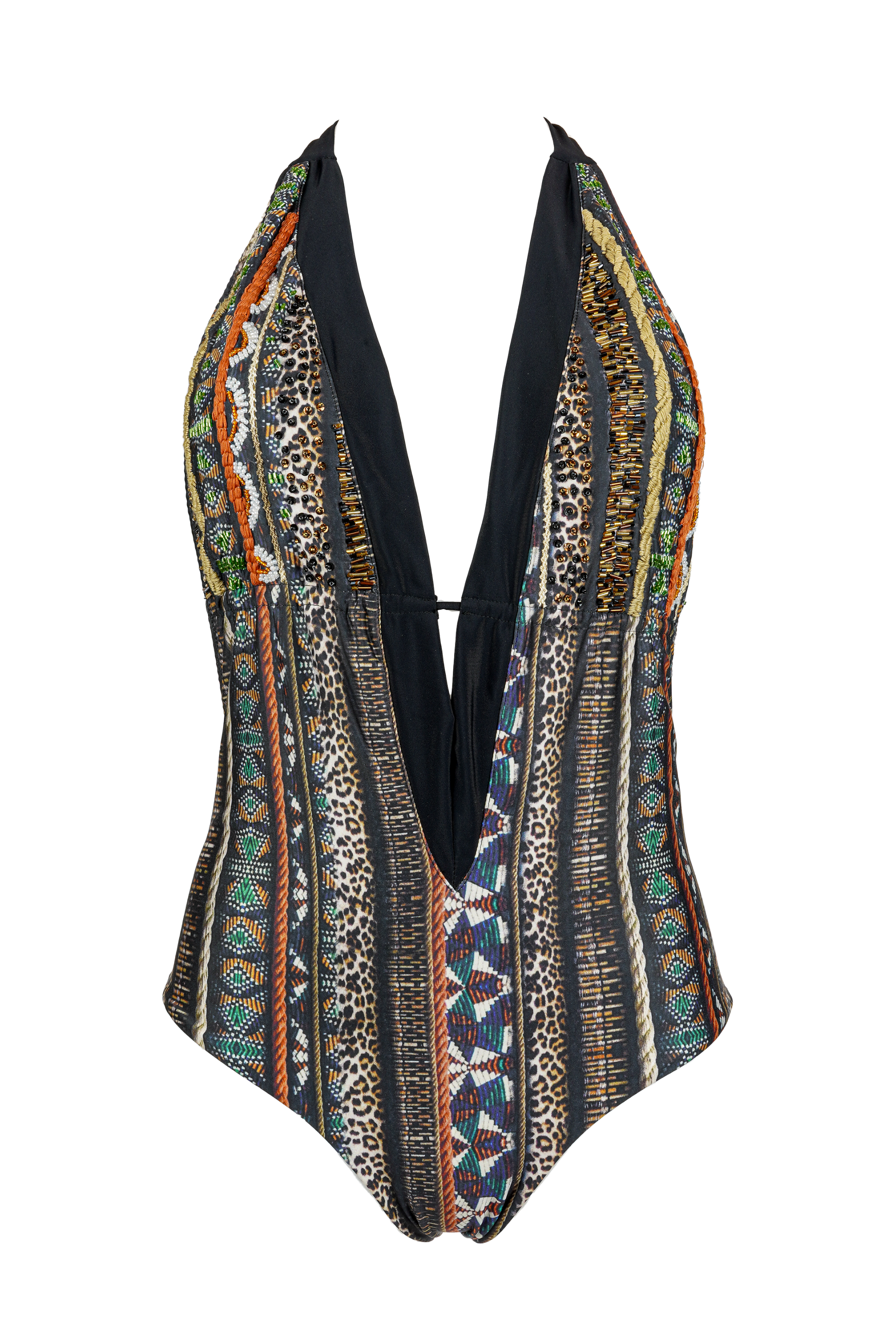 One Piece Detailed Earth Printed Swimsuit