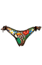 Amazona Bikini Bottom with Leopard print base, floral and toucan print overlays, embroidered and embellished with beadwork.