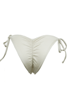Blanca - White Bikini Bottom with Golden and Pearl Beads - Calaswim - Calaswim