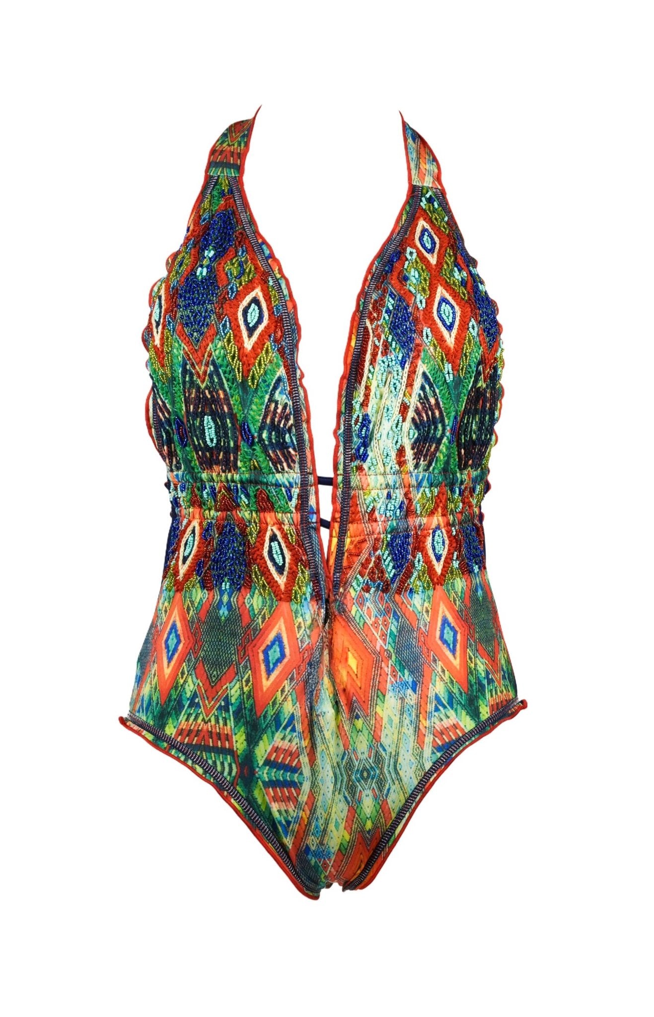 Cabrera - Multi - Color Printed with Beads - One Piece Swimsuit - Calaswim - Calaswim