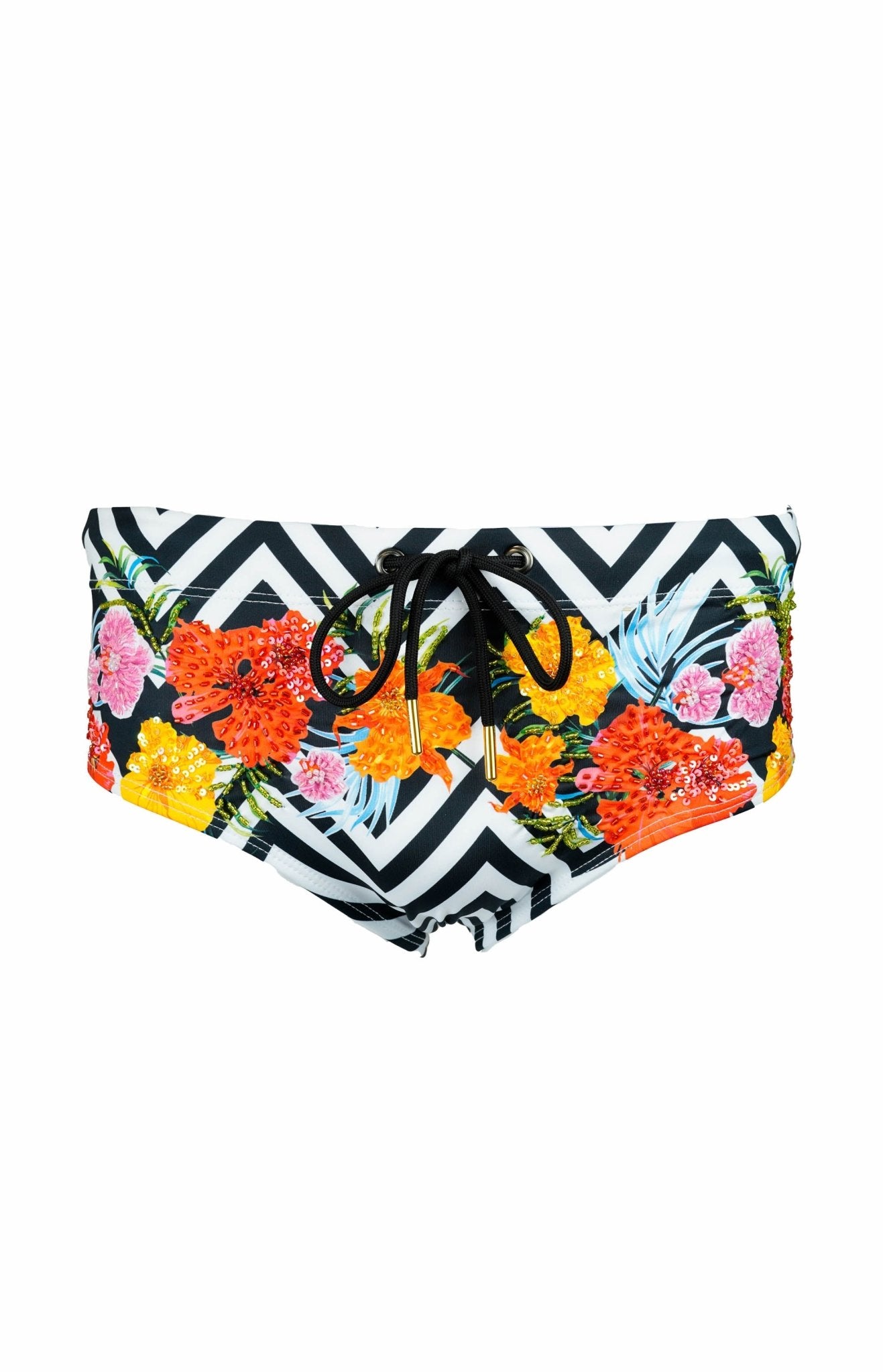 Caldera - Floral Sequin Swim Briefs - Calaswim - Calaswim