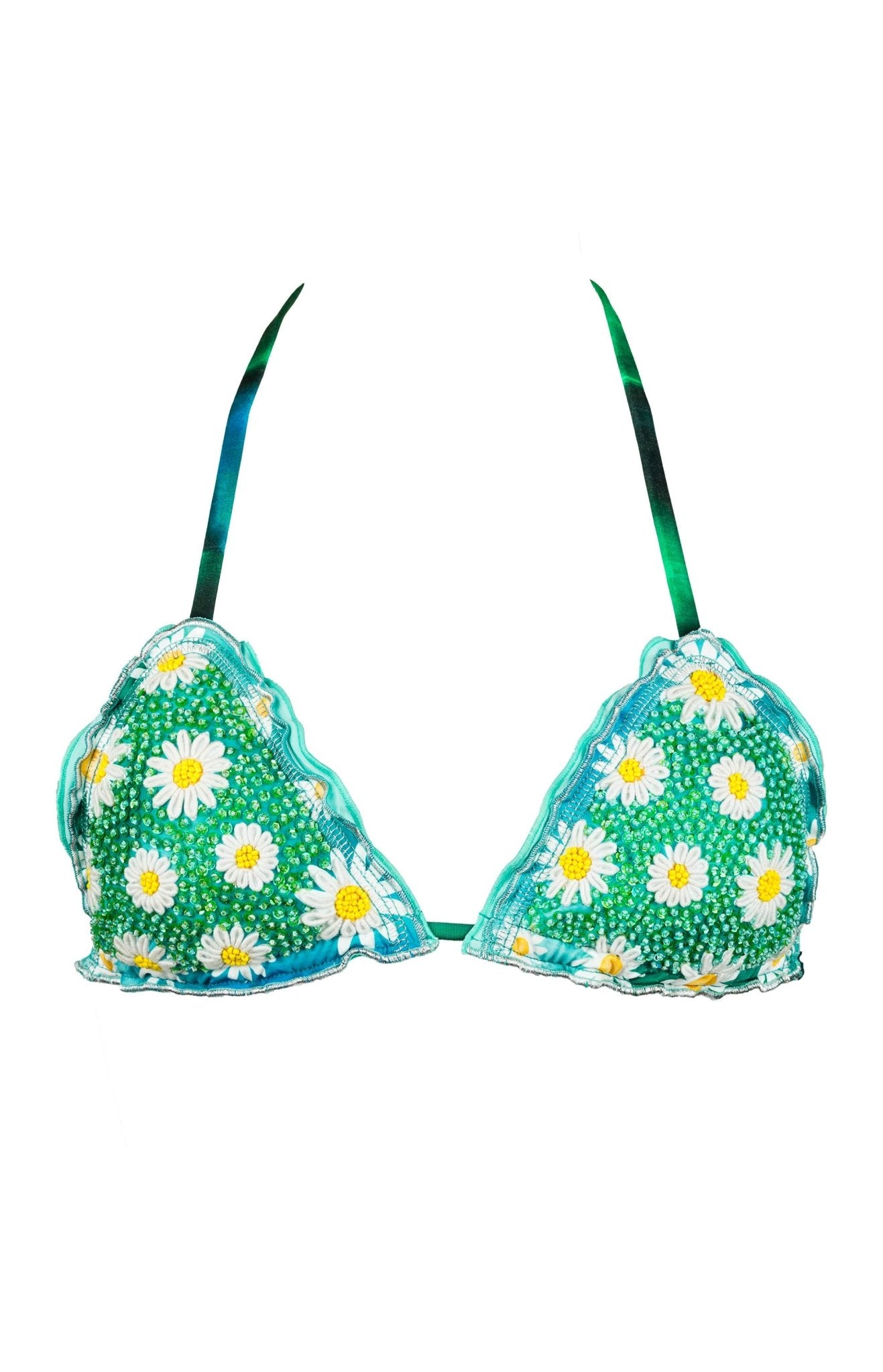 Daisies - Full-Beaded Bikini Top - CALASWIM - Calaswim