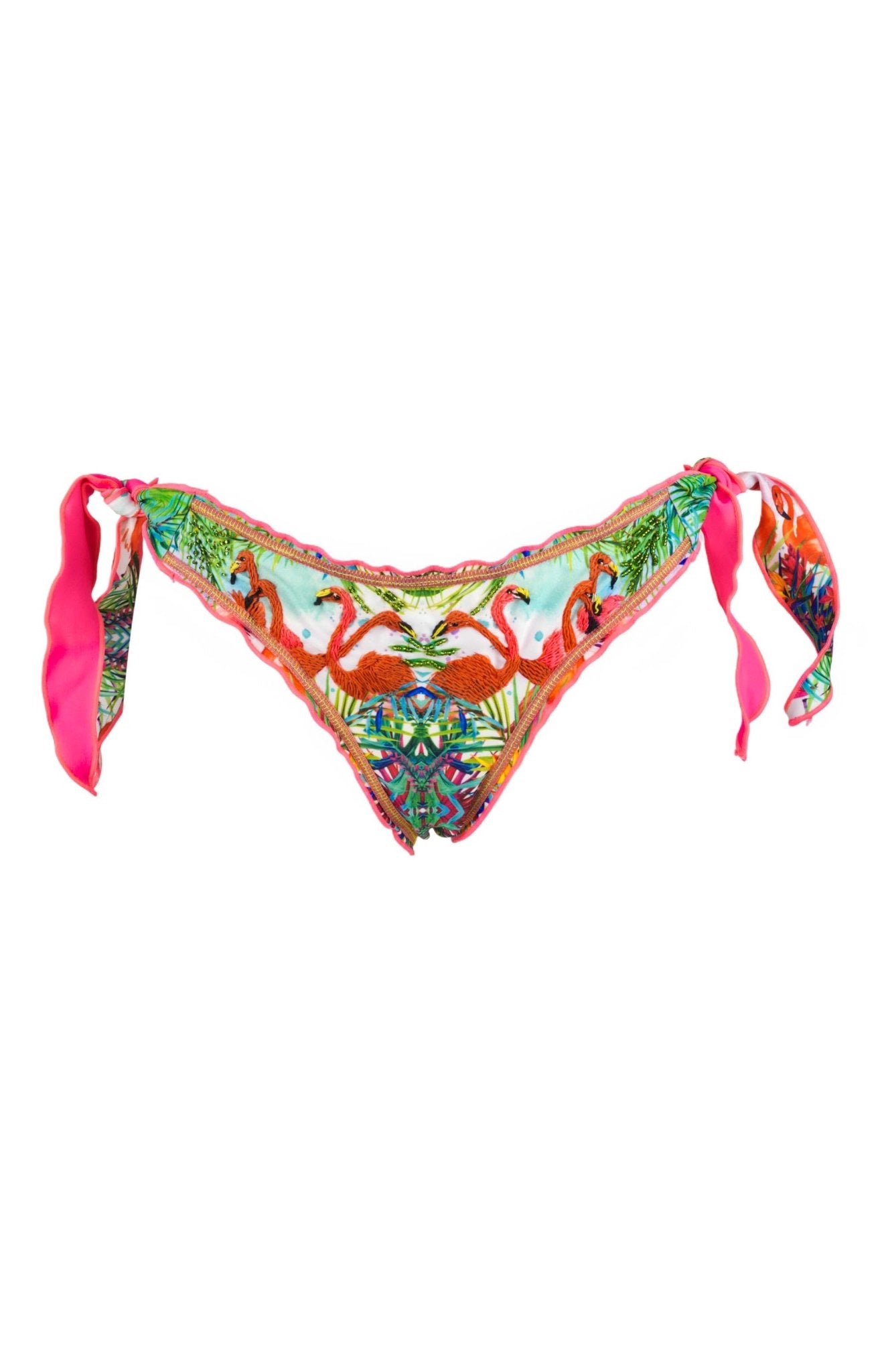 Flamenco - Hot Pink Flamingo Bottom with Beads and Embroidery - Calaswim - Calaswim