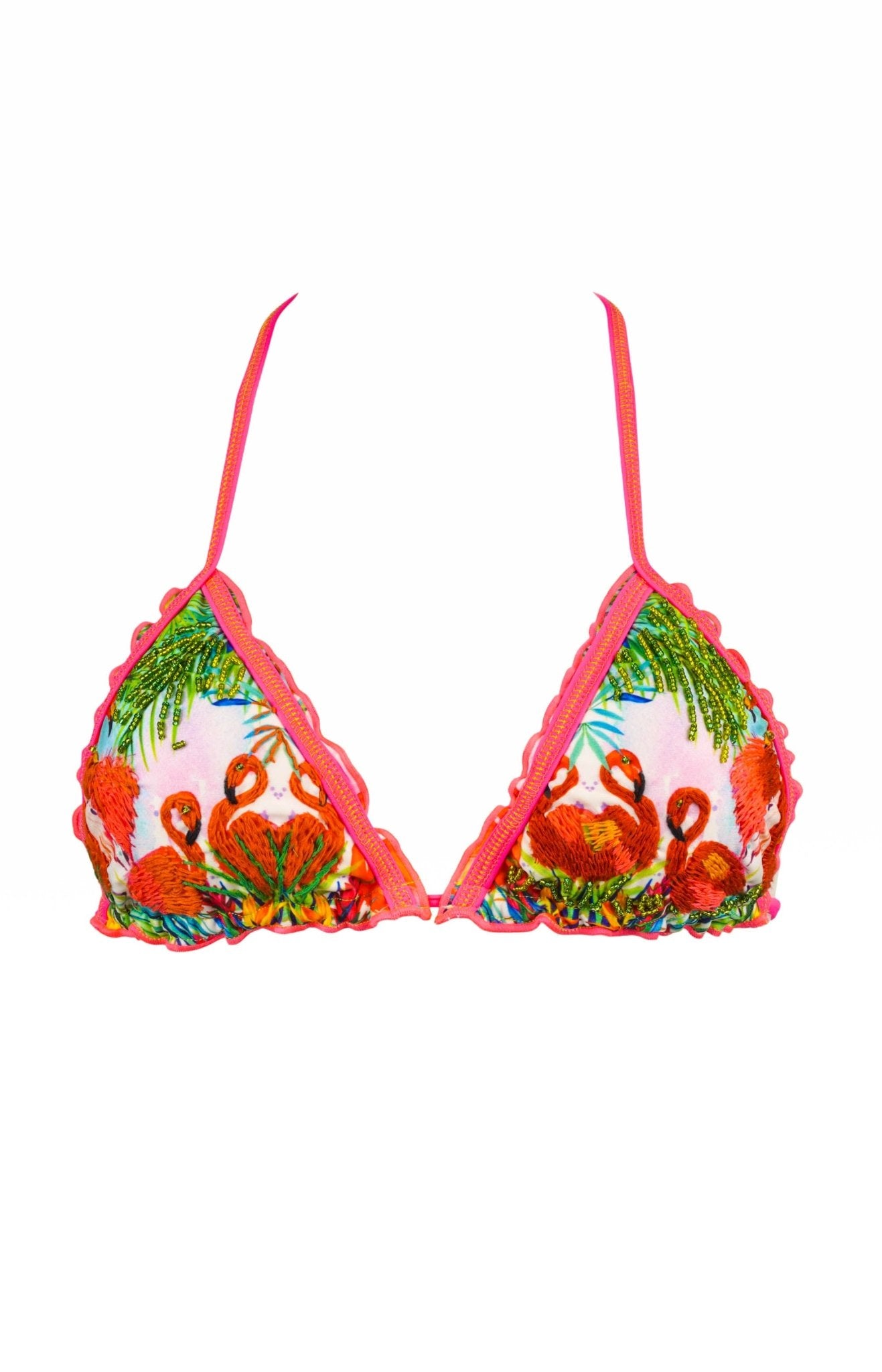Flamenco - Hot Pink Flamingo Triangle Bikini Top - Calaswim