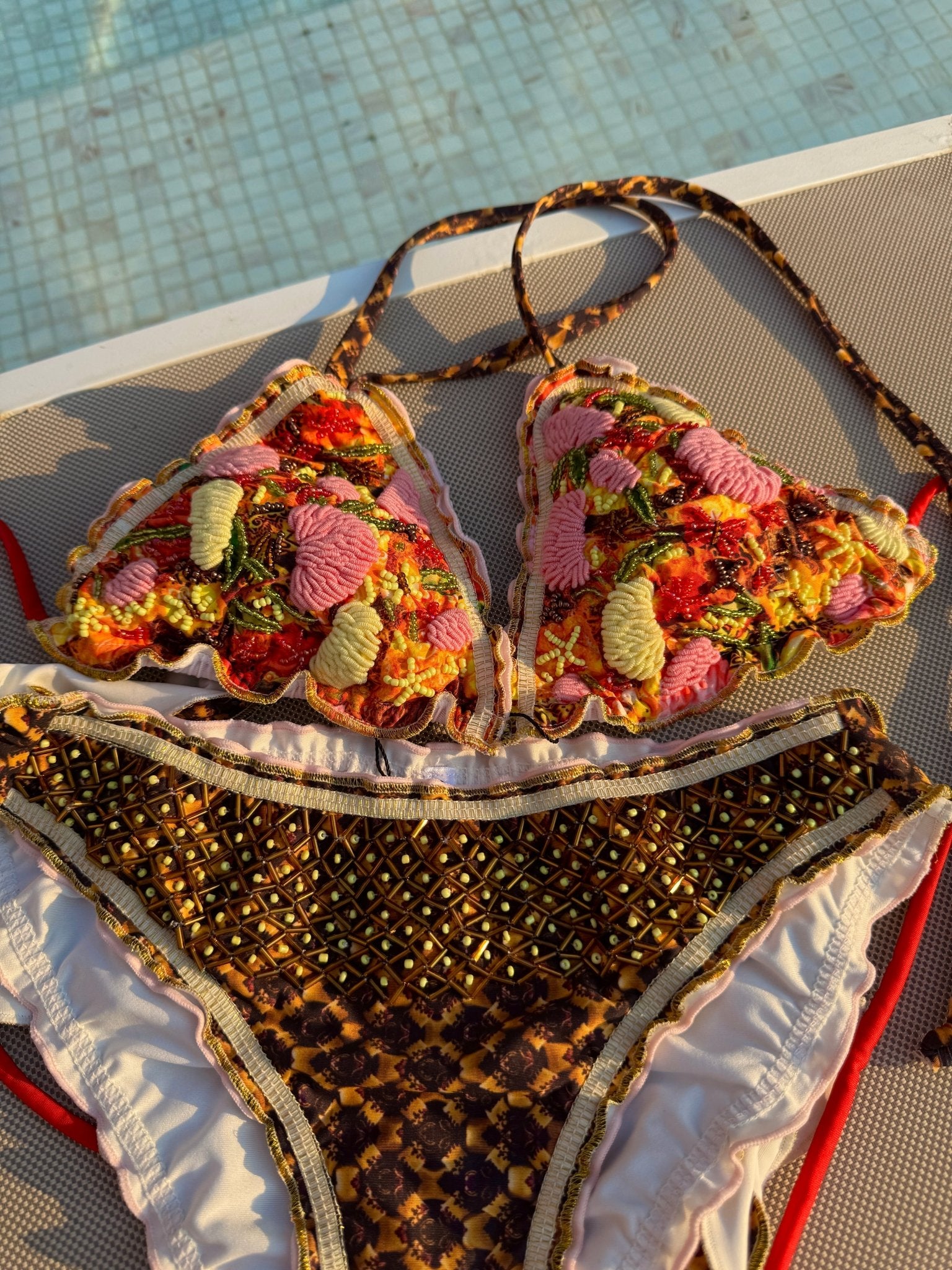 Roja - Brown Embroidery Bikini Bottom - Calaswim - Calaswim