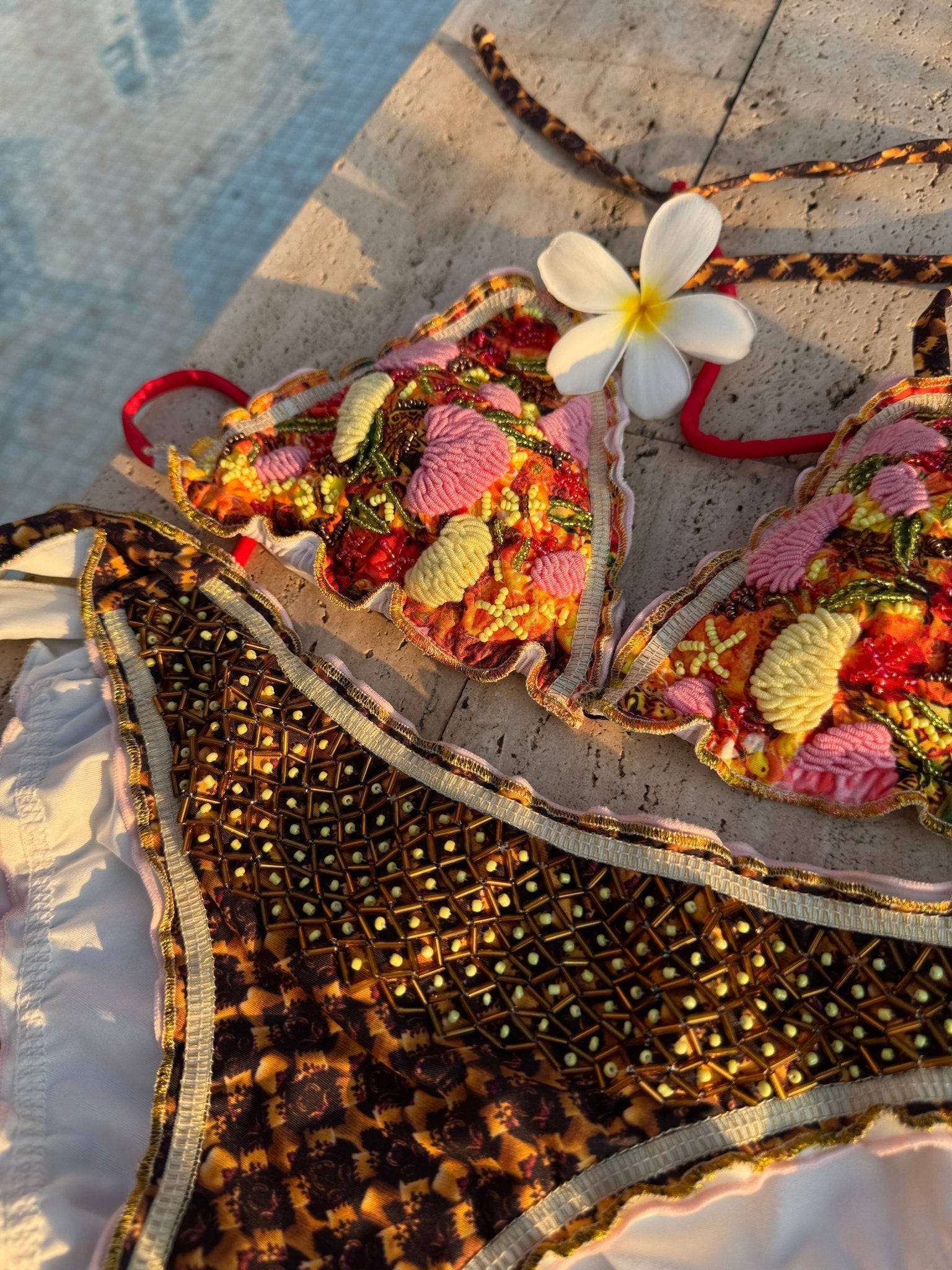 Roja - Brown Embroidery Bikini Bottom - Calaswim - Calaswim