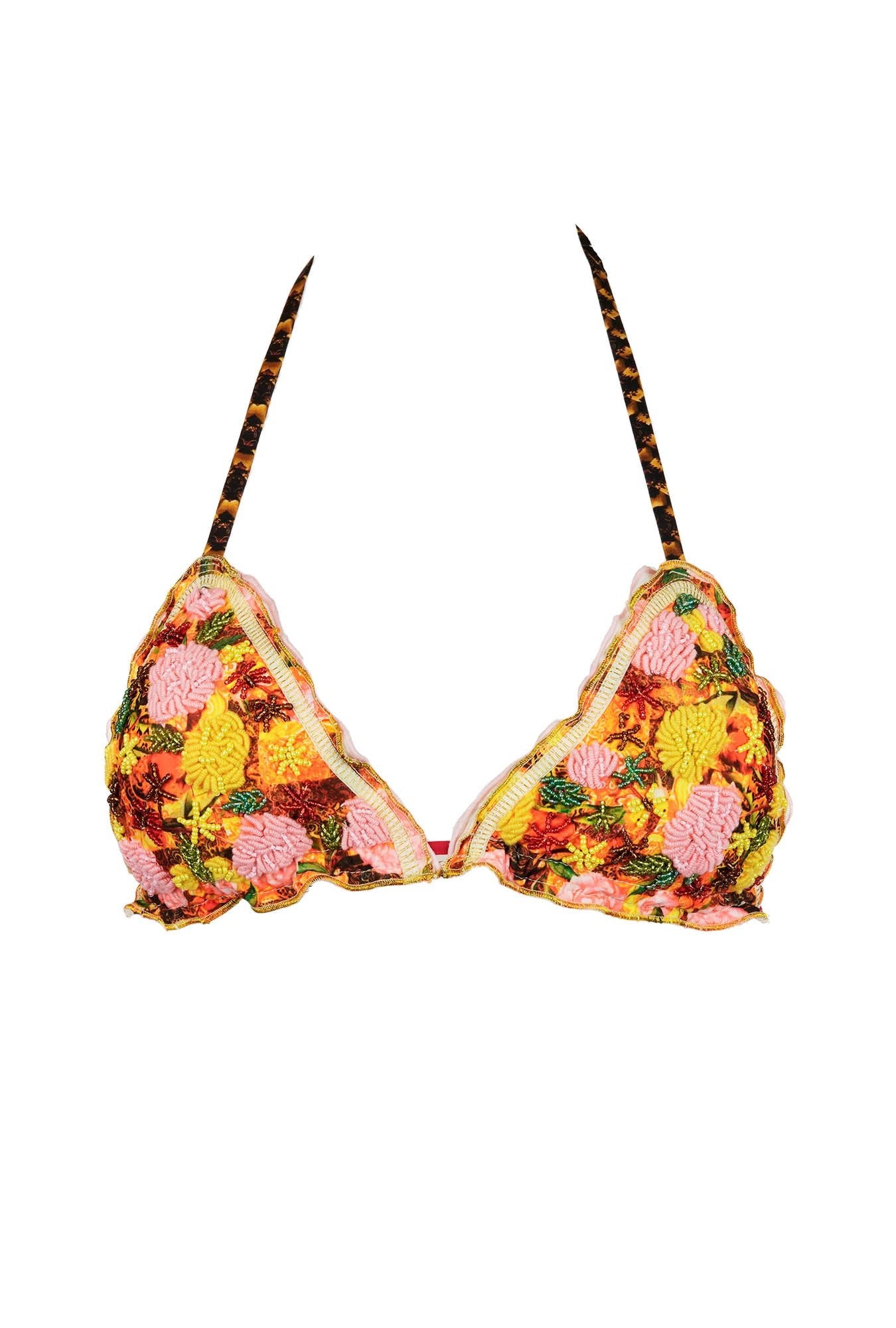 Roja - Floral Triangle Bikini Top - Calaswim - Calaswim