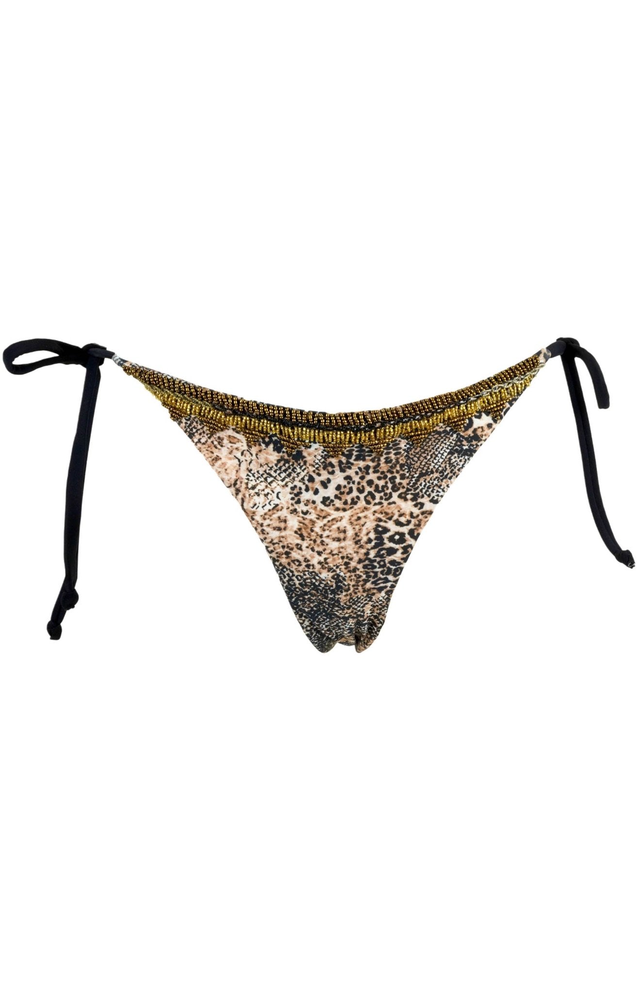 Soller - Leopard Animal Print - Golden Beaded Bikini Bottom - Calaswim - Calaswim