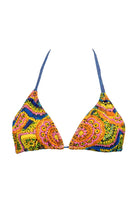 Terra - Colorful Denim Laces with Beads Triangle Bikini Top - Calaswim - Calaswim
