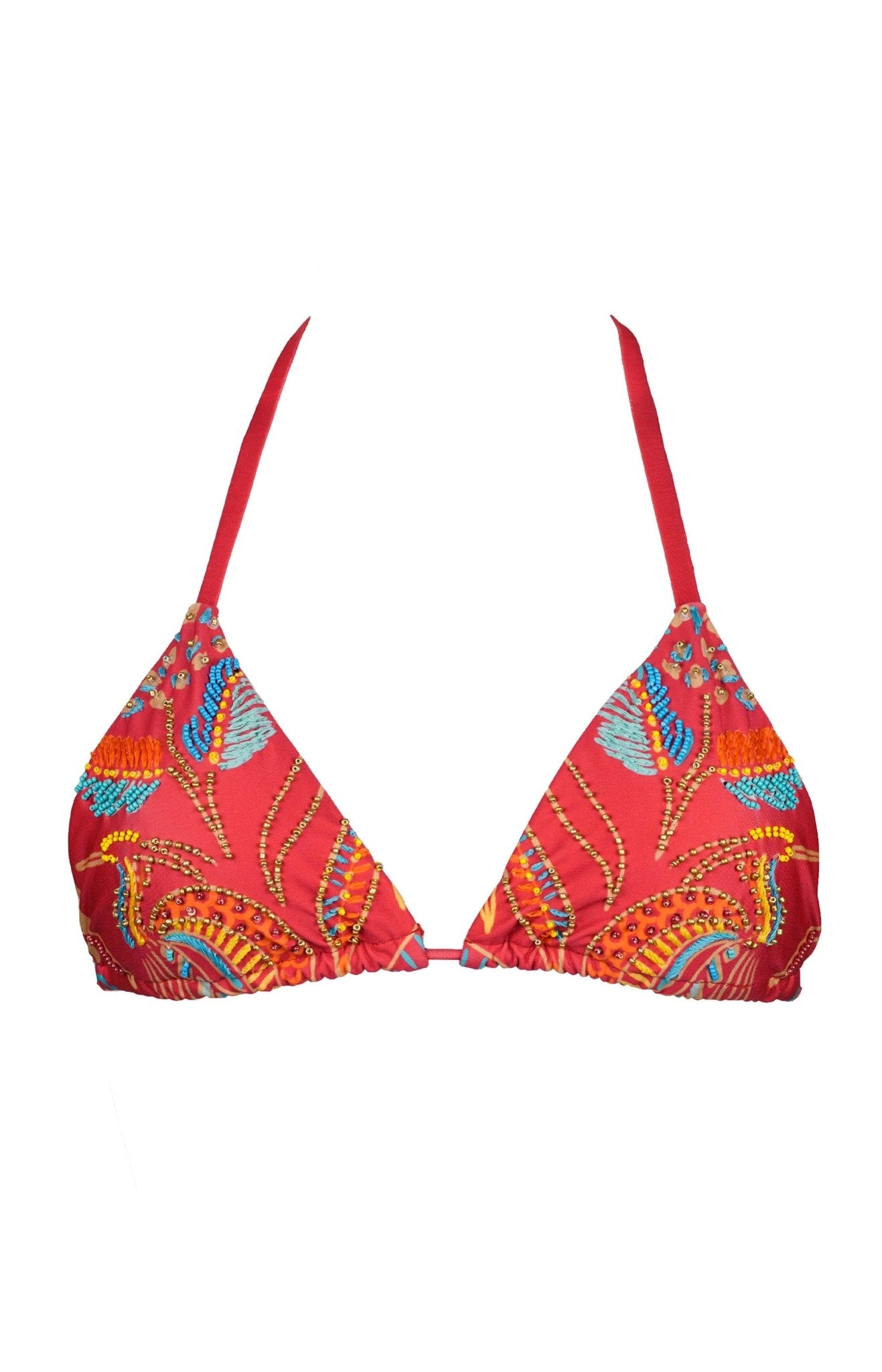 Zahora - Red Beaded Bikini Top - Calaswim - Calaswim
