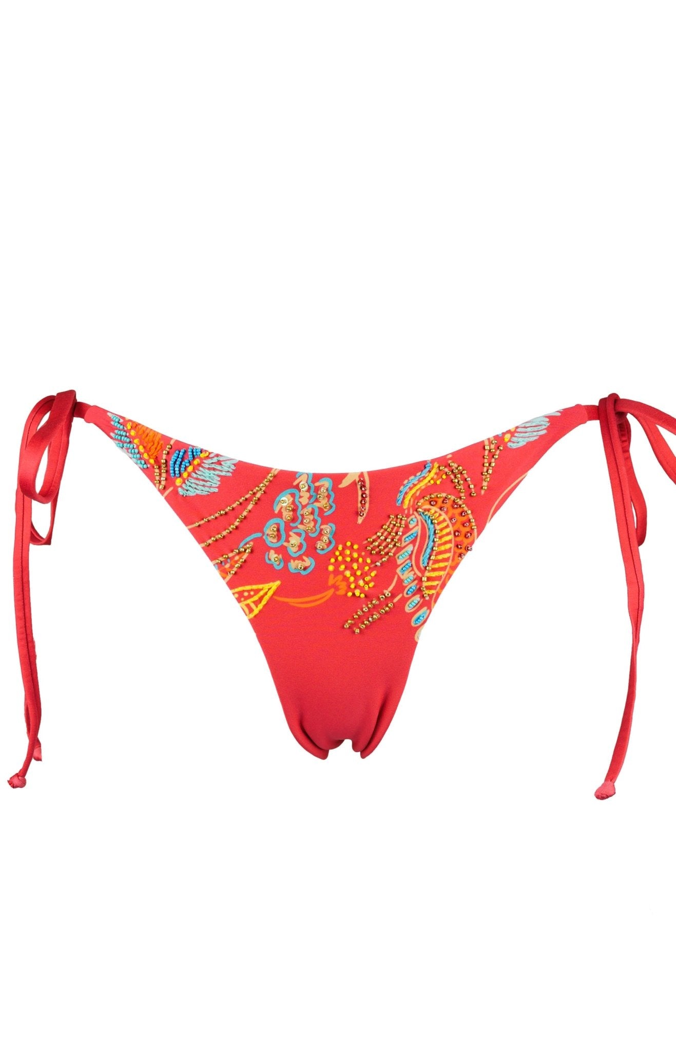 Zahora - Red Embroidery Bikini Bottom - Calaswim - Calaswim